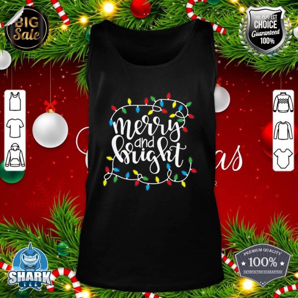 Funny Merry and Bright Christmas Lights Xmas Holiday tank-top