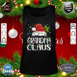 Womens Grandma Claus Shirt Christmas Lights Pajama Family Matching tank-top