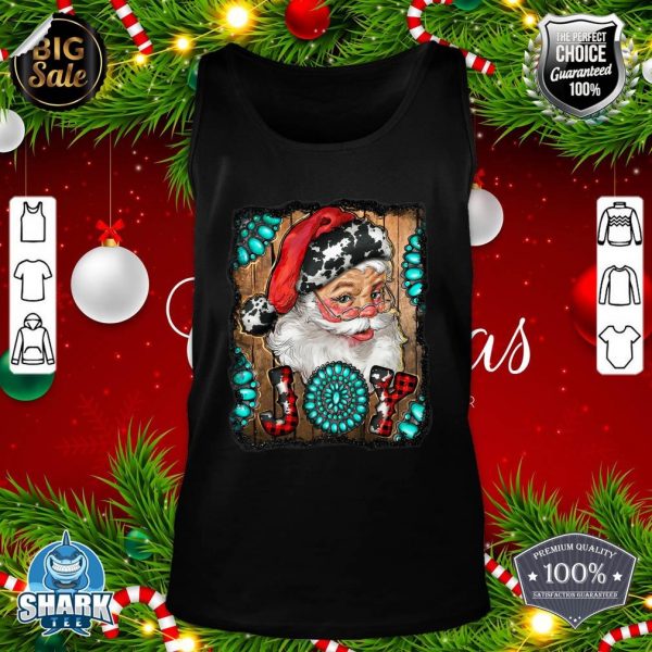 Western Country Merry Christmas Santa Claus Joy Cowgirl tank-top