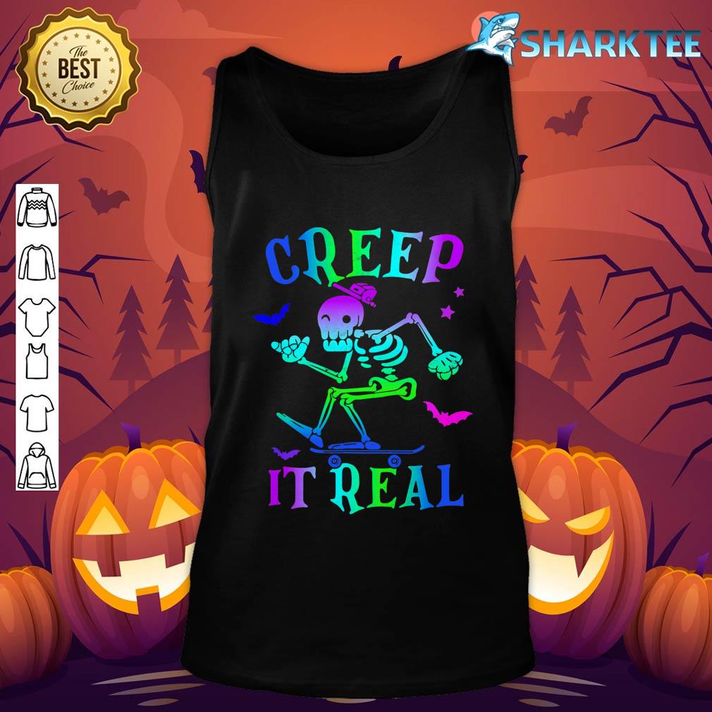 Creep It Real Halloween Spooky Season Skeleton Boys Girls tank-top