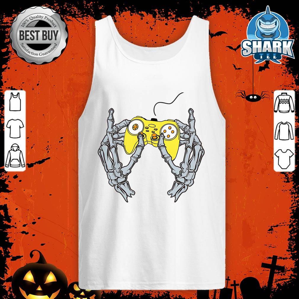 Halloween Skeleton Gamer Hand Controller Video Games Gaming tank-top