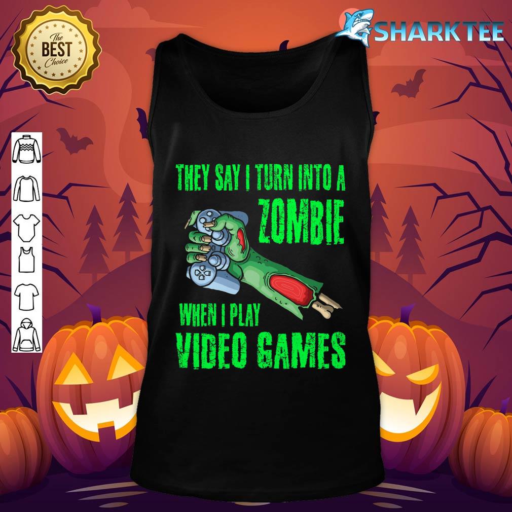 Halloween Gamer Funny Zombie Boys Kids Video Games Teens tank-top