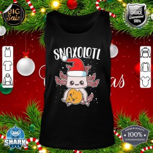 Snaxolotl Christmas Axolotl Eating a Gingerbread Man Kawaii tank-top