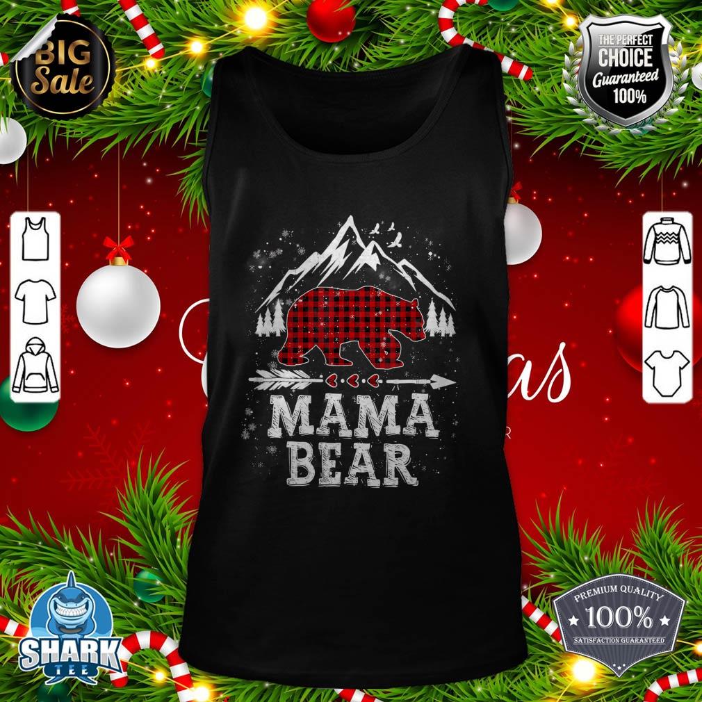 Mama Bear Christmas Pajama Red Plaid Buffalo Family Group tank-top