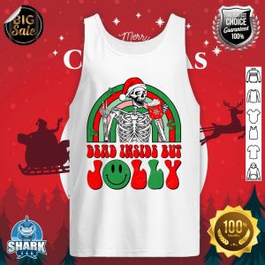 Groovy Christmas Skeleton Coffee Dead Inside But Jolly Xmas tank-top