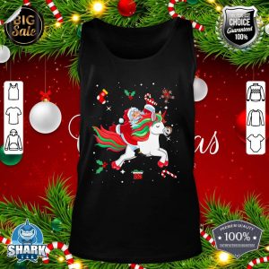 Nice Christmas Santa Claus Riding Unicorn Pajama Family Matching tank-top
