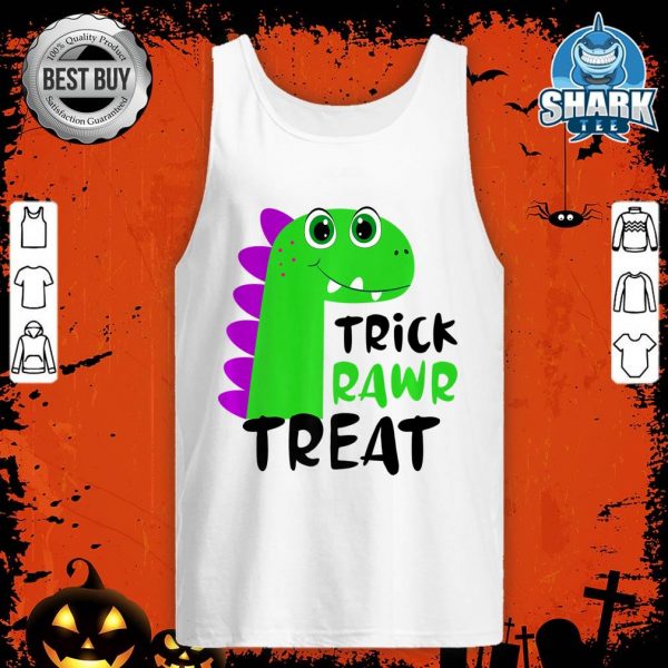 Trick Rawr Treat Kids Cute Kawaii Green Dinosaur Halloween Premium Tank top