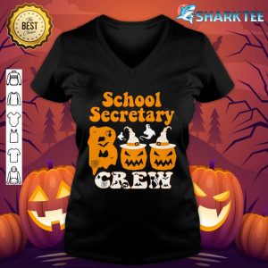 School Secretary Boo Crew Halloween funny Back to school v-neck