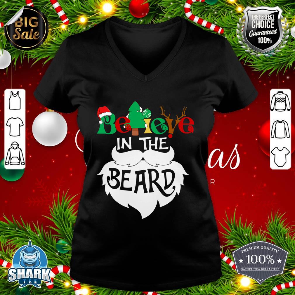 Believe in the Beard Christmas Santa Claus Xmas Gifts Men v-neck