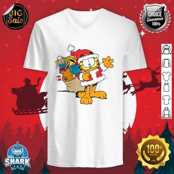 Garfield Santa with Gifts v-neck
