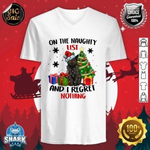 On The Naughty List And I Regret Nothing Cat Christmas v-neck