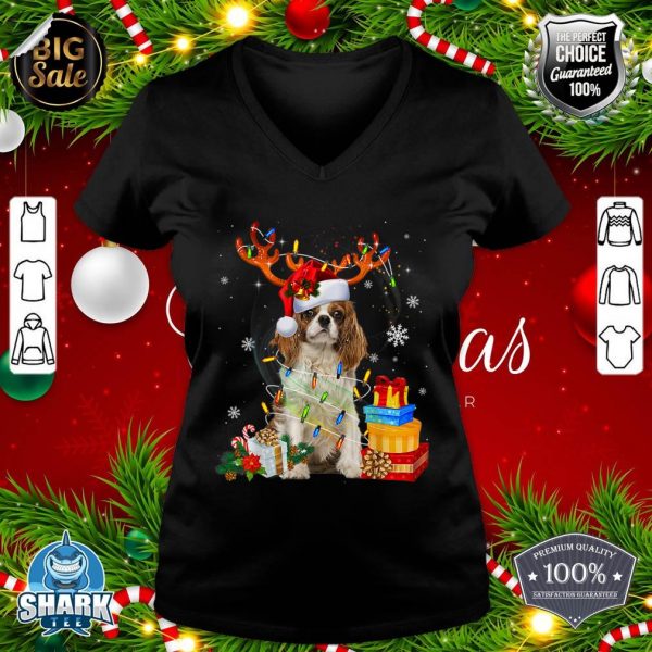 Cavalier King Charles Spaniel Christmas Reindeer Santa Dog Premium v-neck