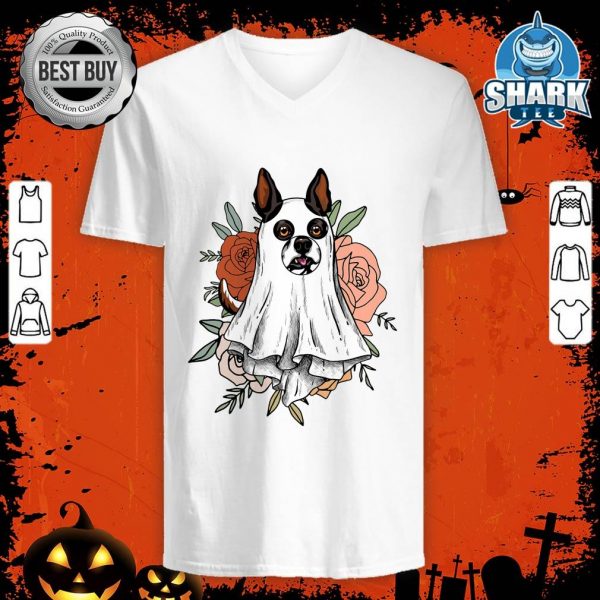 Dog Ghost Floral Halloween outfit for Dog lovers v-neck