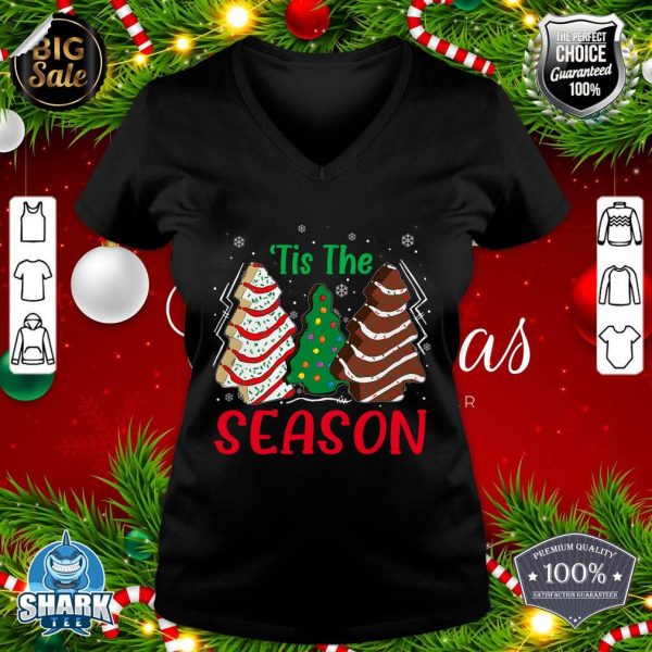 Little Tis' The Season Christmas Tree Cakes Debbie Xmas v-neck