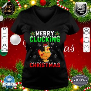 Matching Family Santa Chicken Merry Clucking Christmas v-neck