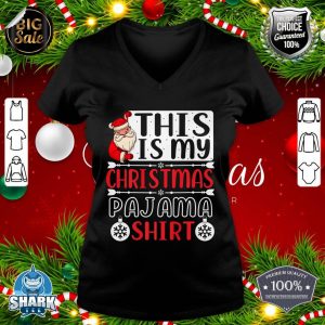 This Is My Christmas Pajama Shirt Funny Christmas Xmas Party Premium v-neck