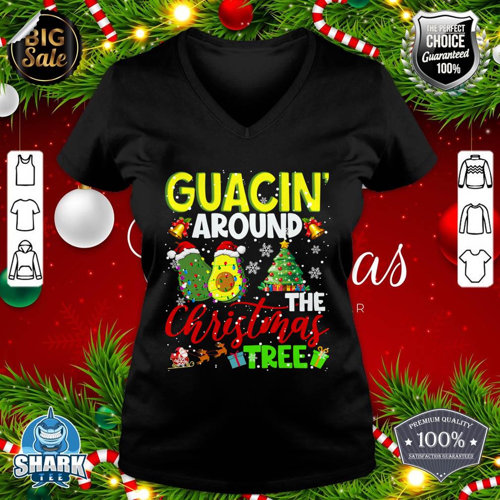 Guacin' Around The Xmas Tree Christmas Santa Avocado Vegan v-neck