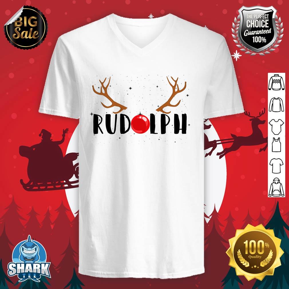Rudolph Red Nose Reindeer Christmas Xmas v-neck