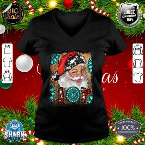 Western Country Merry Christmas Santa Claus Joy Cowgirl v-neck