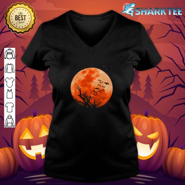 Spooky Halloween Moon v-neck
