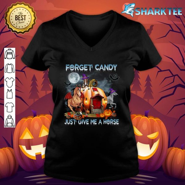 Forget Candy Just Give Me Horses Pumpkin Horse Halloween v-neck