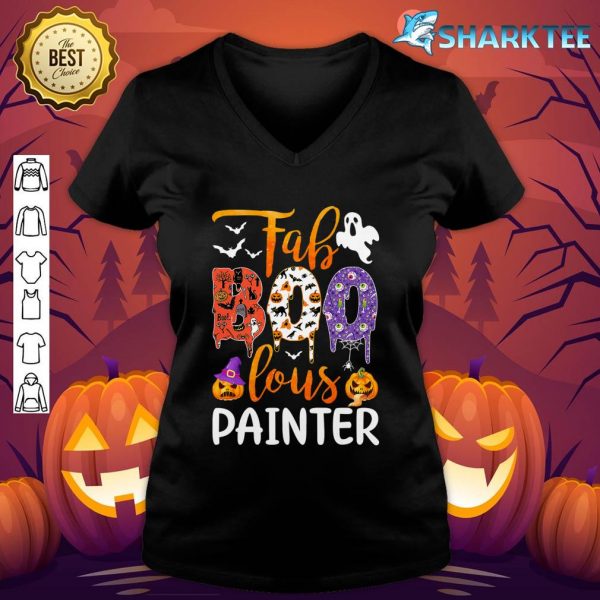 Fab Boo Lous Painter Boo Ghost Pumpkin Halloween Painter v-neck