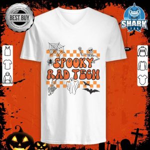 Groovy Spooky Rad Tech Retro Radiologist Halloween XRay Tech v-neck