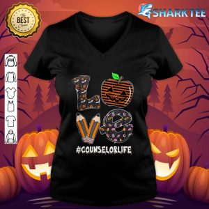 LOVE Counselor Life Witch Pumpkin Spooky Halloween Vibes v-neck