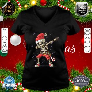 Dabbing Skeleton Santa Christmas Funny Xmas Dab Boys v-neck