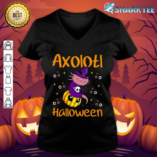 Axolotl Halloween Costume Pumpkin Kawaii Halloween Axolotl v-neck