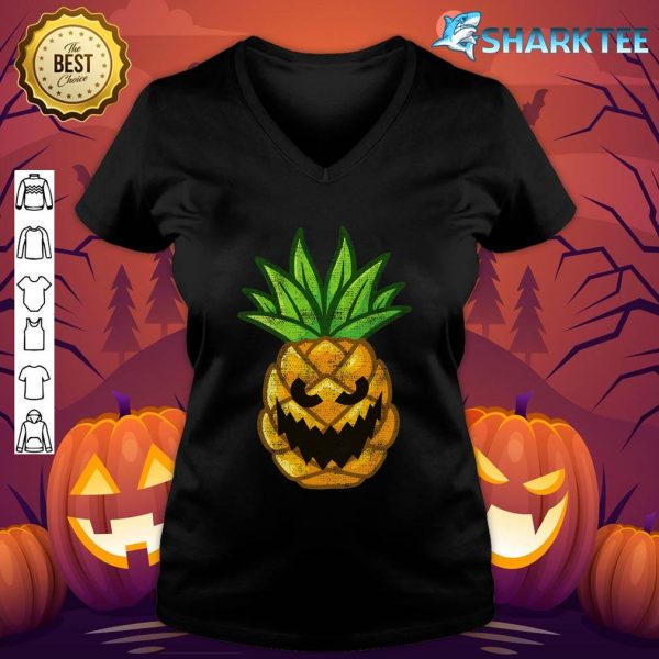 Pineapple creepy pumpkin halloween v-neck