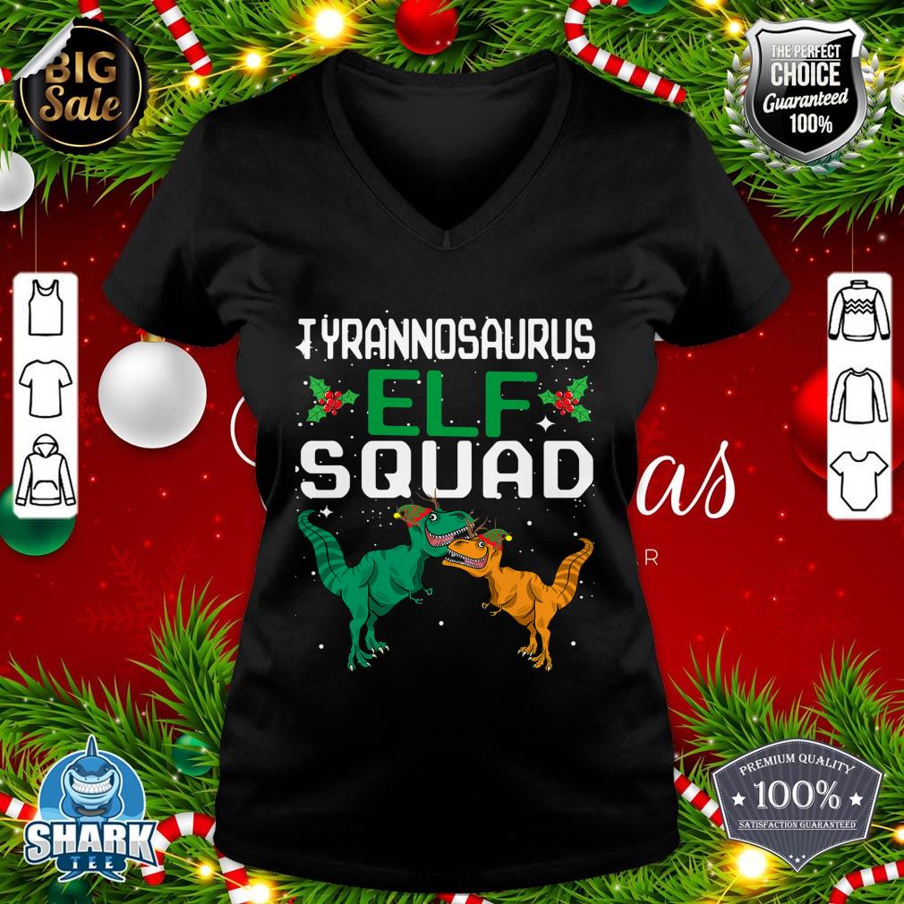 TRex Elf Squad T Rex Dinosaur Matching Family Christmas Xmas v-neck