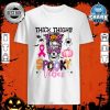 Womens Halloween Breast Cancer Awareness Leopard Messy Shirt