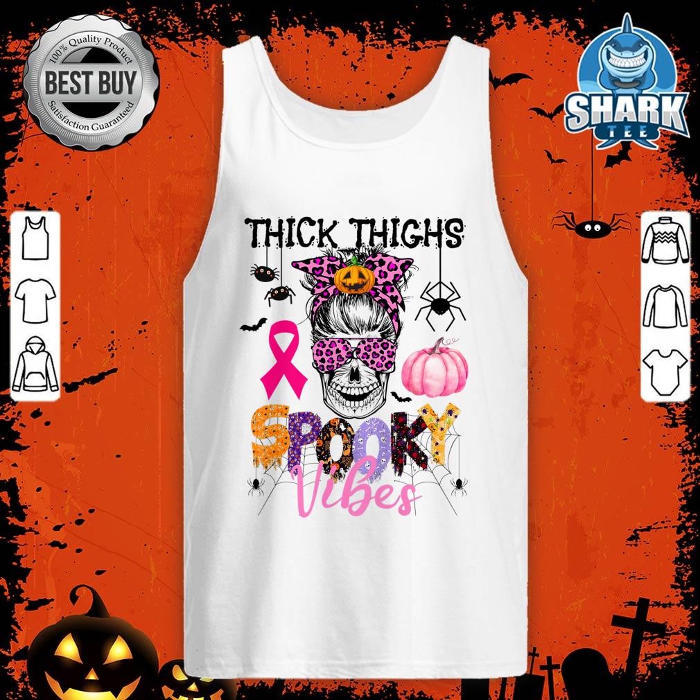 Womens Halloween Breast Cancer Awareness Leopard Messy Tank top