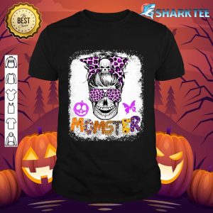 Womens Monster Breast Cancer Awareness Leopard Halloween Shirt