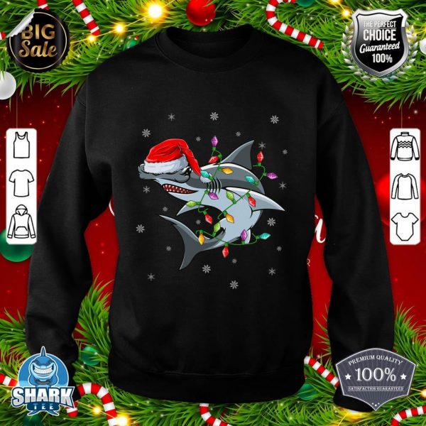 Xmas Lighting Santa Hat Hammerhead Shark Christmas Sweatshirt
