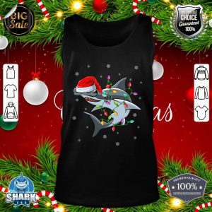 Xmas Lighting Santa Hat Hammerhead Shark Christmas Tank top