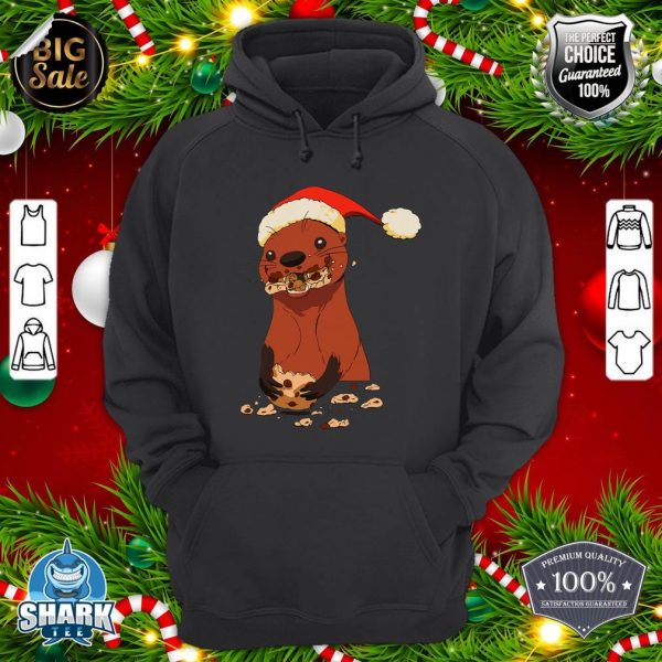Funny Christmas Otter Eating Cookies hoodie
