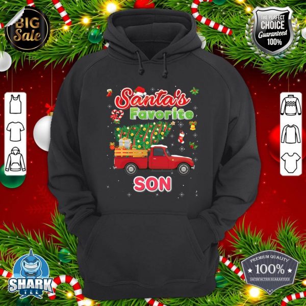 Santa's Favorite Son Christmas Tree Truck Matching Family hoodie
