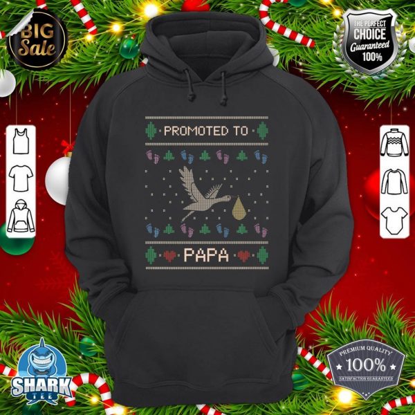 Mens Cute Promoted To Papa Daddy Stork Merry Xmas Ugly Christmas Premium hoodie