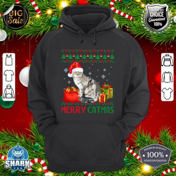 Merry Catmas Cat Ugly Christmas Scottish Fold cat Mom Dad hoodie