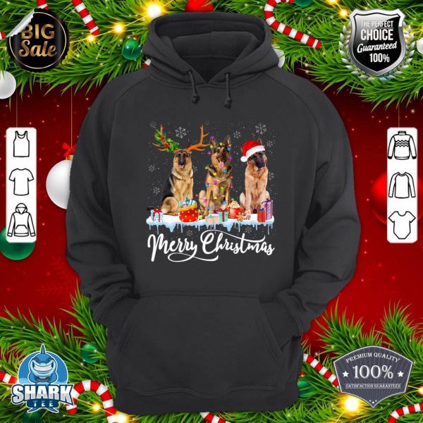 Merry Christmas German Shepherd Dog Santa Light Reindeer Premium hoodie