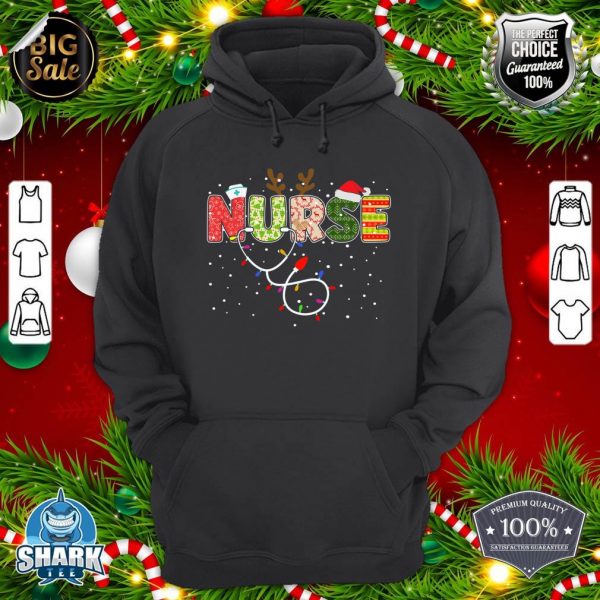 Stethoscope Santa Hat Reindeer Xmas Christmas Nurse hoodie