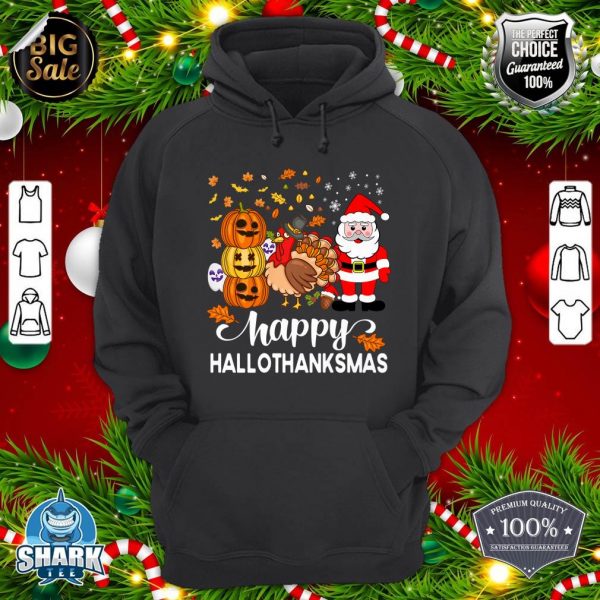 Happy Hallothanksmas Halloween Thanksgiving Christmas Day Premium hoodie
