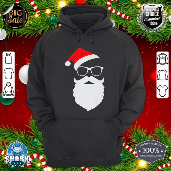 Funny Hipster Santa Face with Hat beard & Glasses Christmas hoodie