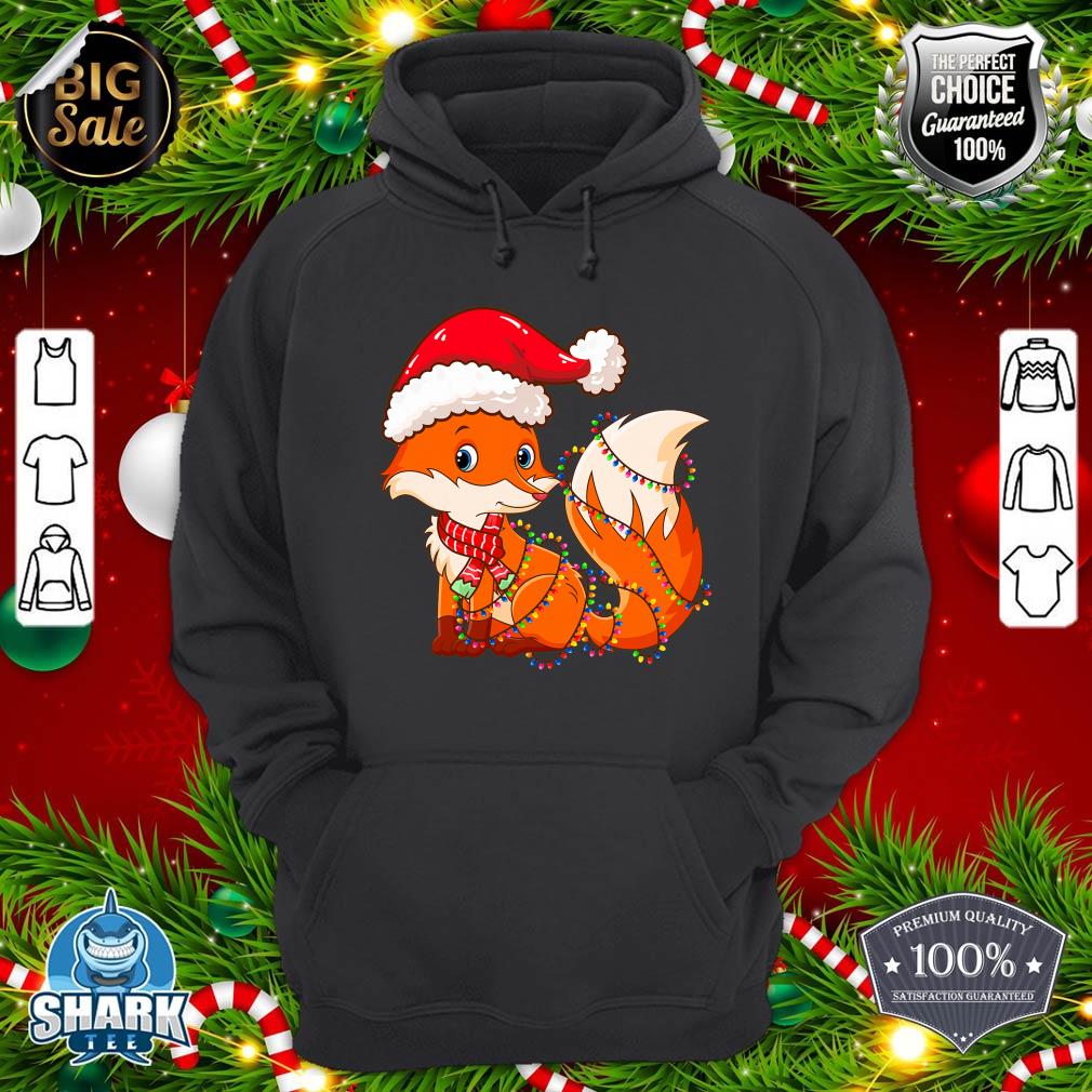 Christmas Lights Fox Wearing Xmas Hat - Cute Funny Fox Lover hoodie