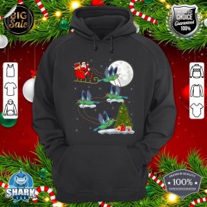 Funny Xmas Lighting Tree Santa Riding Hummingbird Christmas hoodie