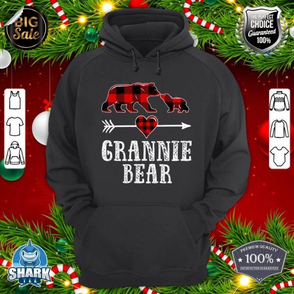 Grannie Bear Shirt, Christmas Grandma Bear Plaid Pajama hoodie