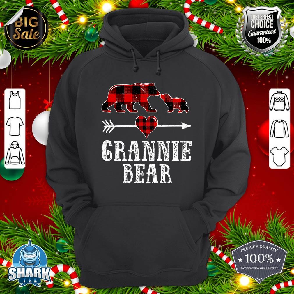 Grannie Bear Shirt, Christmas Grandma Bear Plaid Pajama hoodie