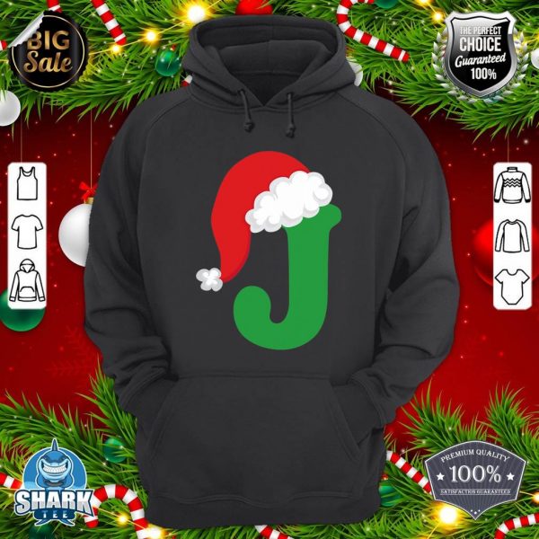 Christmas Santa Hat Letter J Monogram Holiday Photo hoodie